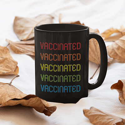 Alternative view of Vaccinated Vaccinated Vaccinated Retro Ceramic Coffee Mug - Beer Stein - Water Bottle - Color Changing Mug