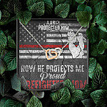 I Once Protected Him Now He Protects Me Proud Firefighter Mom American Flag Interlocking Hearts Pendant Necklace