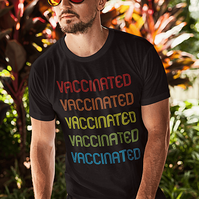 Alternative view of Vaccinated Vaccinated Vaccinated Vaccinated Vaccinated Retro T-Shirt - Vaccinated and Proud Shirt