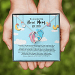 Personalized to An Amazing New Mom Infinity Heart Pendant Necklace