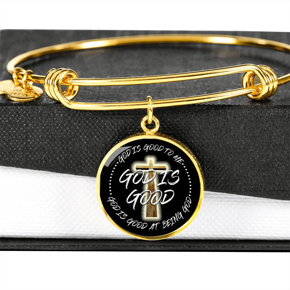 God is Good God Is Good To Me God Is Good At Being God Circle Pendant Necklace - Bangle