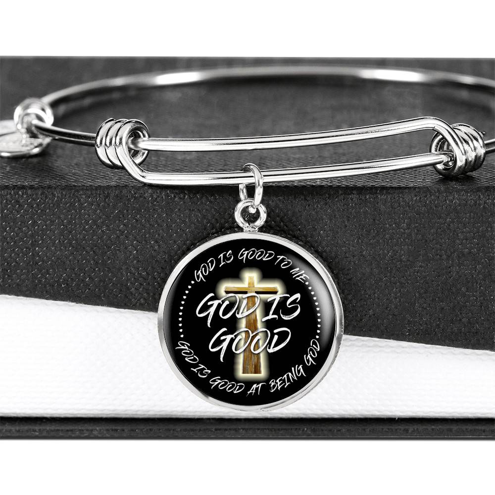 God is Good God Is Good To Me God Is Good At Being God Circle Pendant Necklace - Bangle