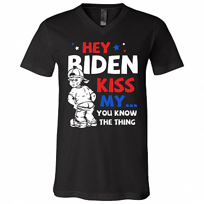 biden tee, Black, V-Neck T-Shirt