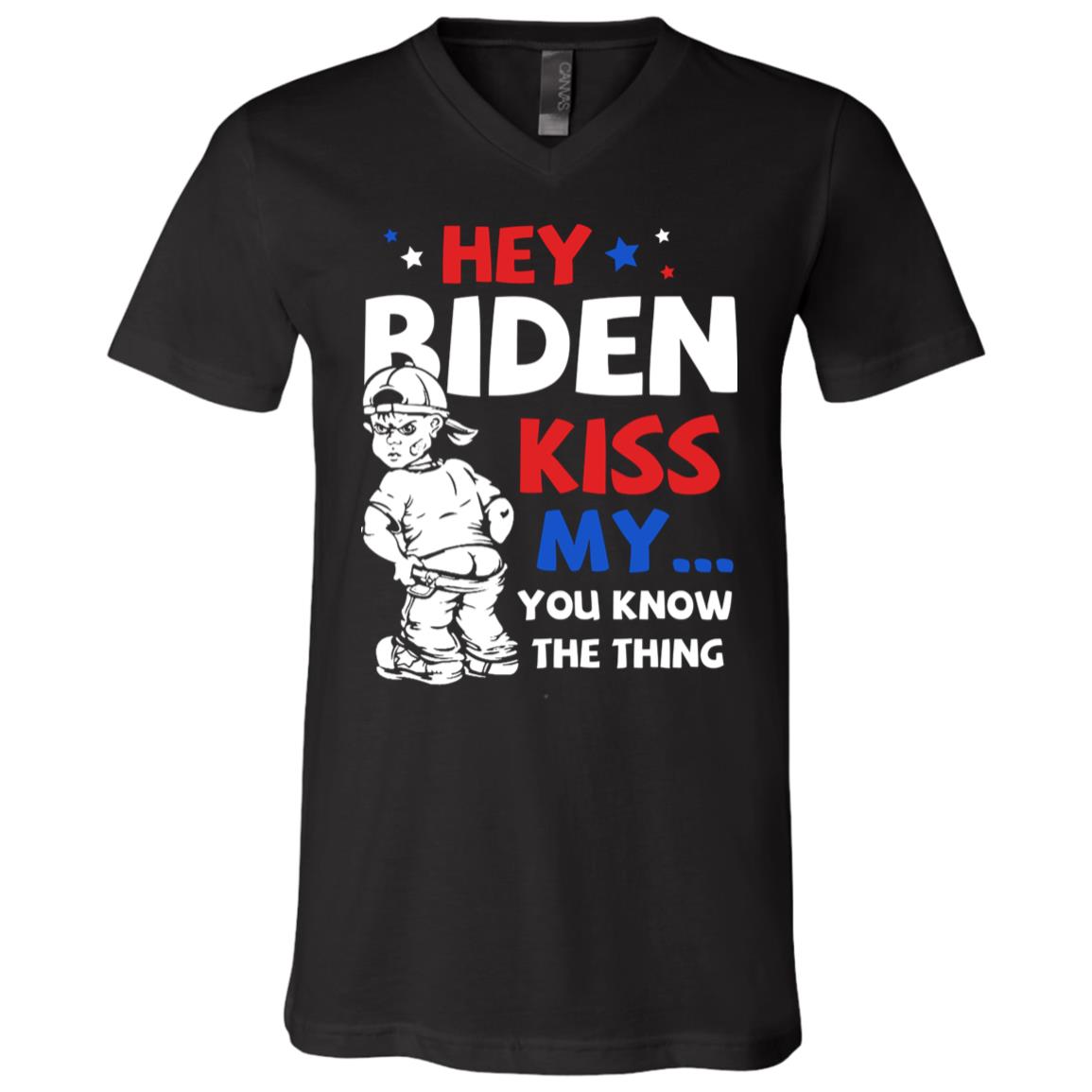 biden tee, Black, V-Neck T-Shirt