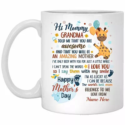 Personalized New Mom Mother's, White, 11 oz. White Mug