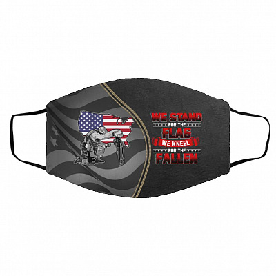 Flag Mask, White, Cloth Face Cover – Medium/Large