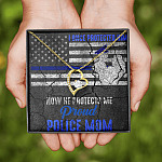 I Once Protected Him Now He Protects Me Proud Police Mom American Flag Forever Love Pendant Necklace