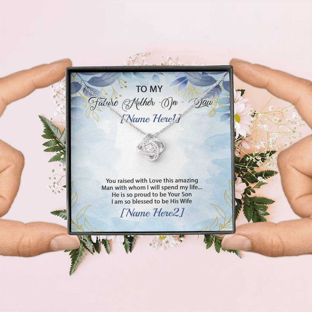 Personalized Text To My Future Mother-In-Law Saying I'm So Blessed To Be His Wife Saying Love Knot Necklace