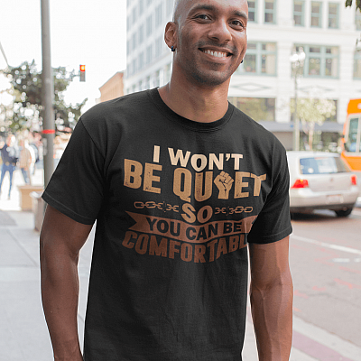 Alternative view of I Won't Be Quiet So You Can Comfortable Say Their Name T-shirt - V-neck - Black Lives Matter Shirt