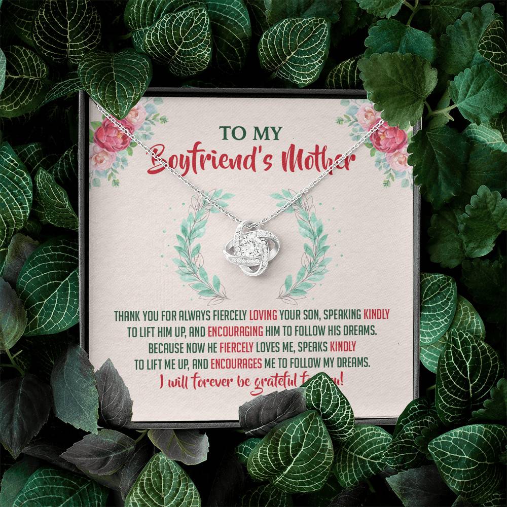 To My Boyfriend's Mother Thank You for Always Fiercely You Son Love Knot Necklace