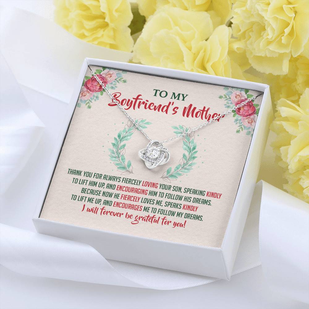 To My Boyfriend's Mother Thank You for Always Fiercely You Son Love Knot Necklace