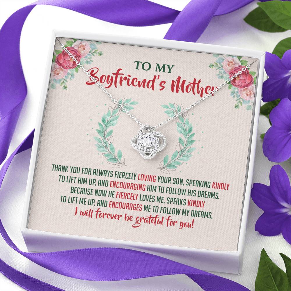 To My Boyfriend's Mother Thank You for Always Fiercely You Son Love Knot Necklace