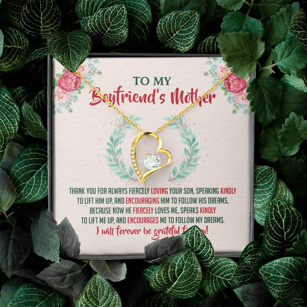 To My Boyfriend's Mother Thank You for Always Fiercely You Son Forever Love Necklace