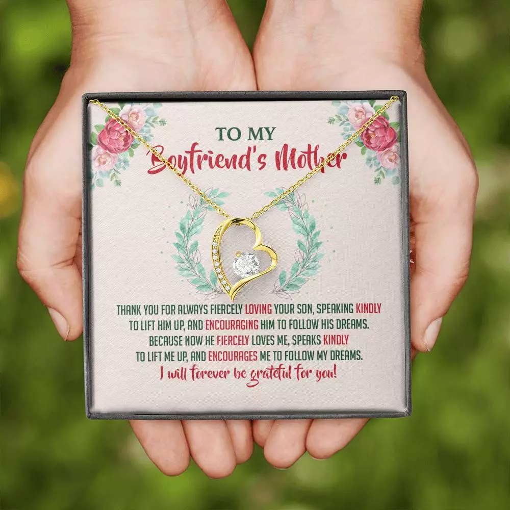 To My Boyfriend's Mother Thank You for Always Fiercely You Son Forever Love Necklace
