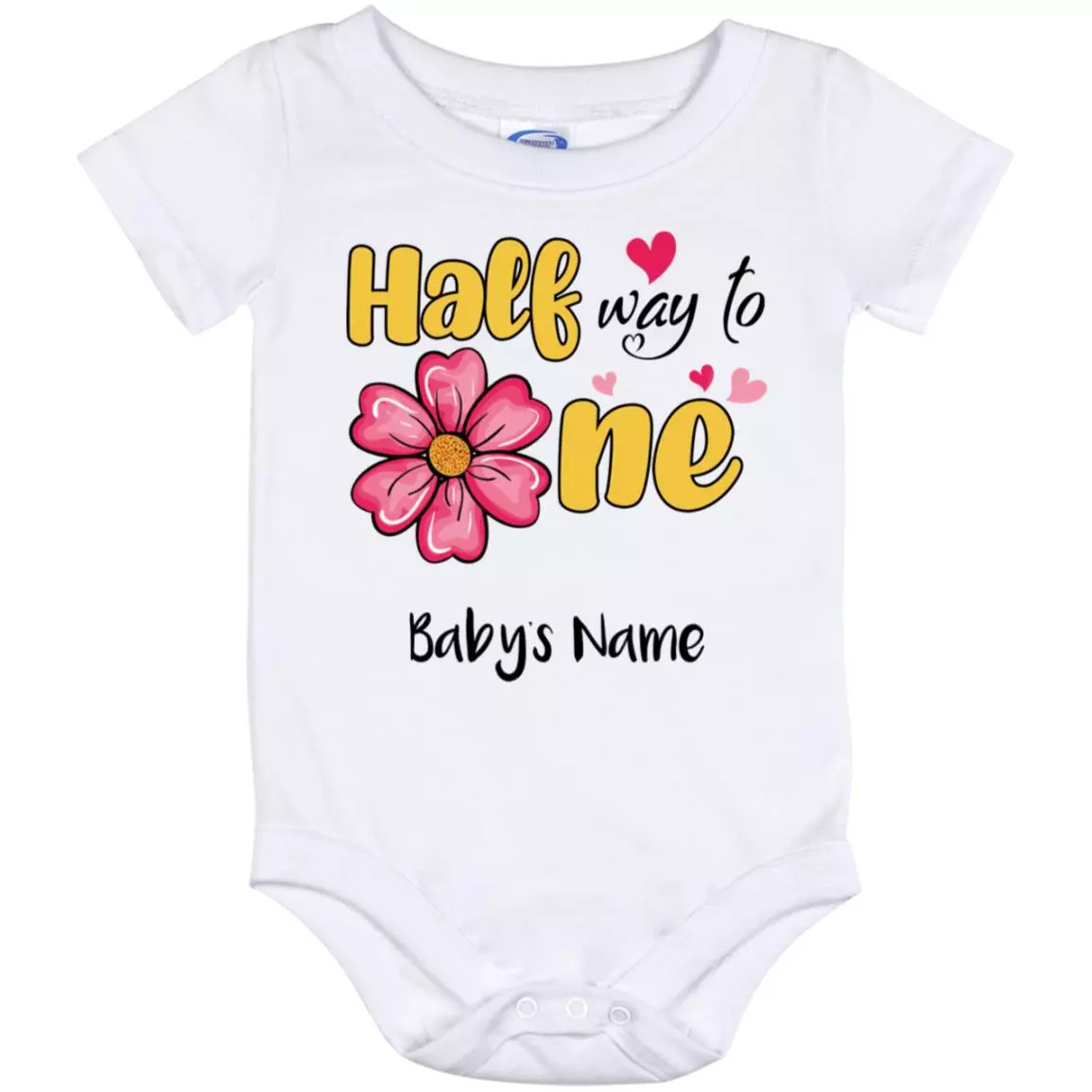 Personalized Half Way onesie, White, Baby Onesie - 12 Month
