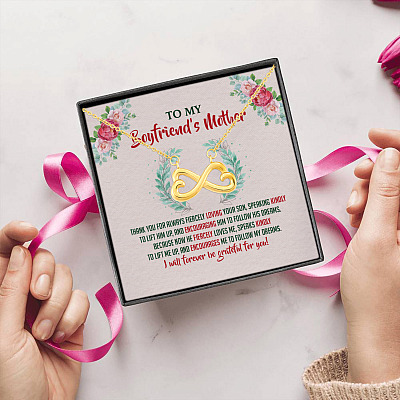 To My Boyfriend's Mother Thank You for Always Fiercely You Son Infinity Heart Pendant Necklace