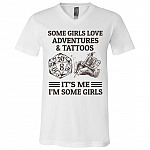 Some Girls Love Adventure, White, V-Neck T-Shirt