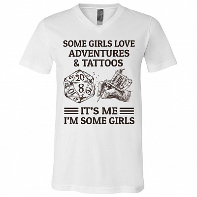Some Girls Love Adventure, White, V-Neck T-Shirt