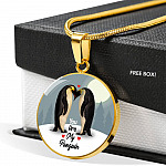 You Are My Penguin Circle Pendant Necklace - Penguin Gift Necklace - Anniversary Gift Necklace-Bangle