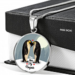 You Are My Penguin Circle Pendant Necklace - Penguin Gift Necklace - Anniversary Gift Necklace-Bangle