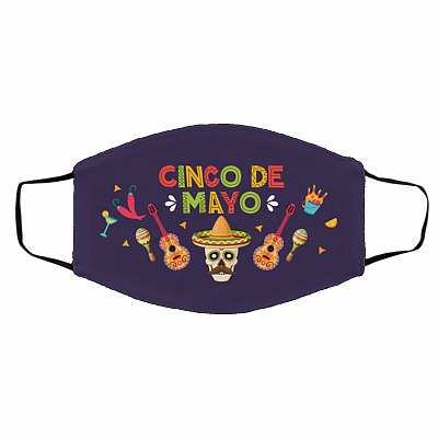 Cinco De Mayo mask, White, Cloth Face Cover – Medium/Large