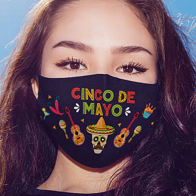 Alternative view of Cinco De Mayo Reusable Washable Custom Printed Cloth Face Mask