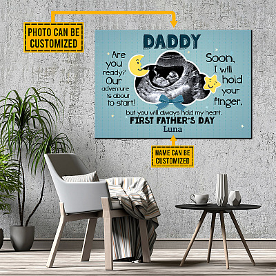 Alternative view of Custom Photo Daddy Are You Ready First Father's Day Gift Framed Canvas - Unframed Poster