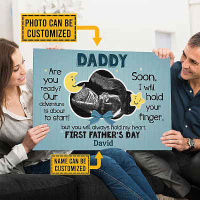 Custom Photo Daddy Are You Ready First Father's Day Gift Framed Canvas - Unframed Poster