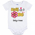 Personalized Half, White, Baby Onesie - 12 Month