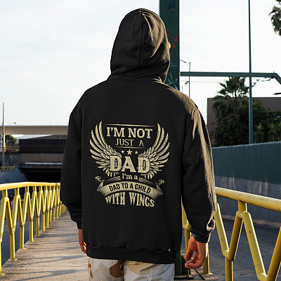 Alternative view of I'm Not Just a Dad I'm a Dad to a Child with Wings Memorial Print On Back Hoodie - Long Sleeve Shirt