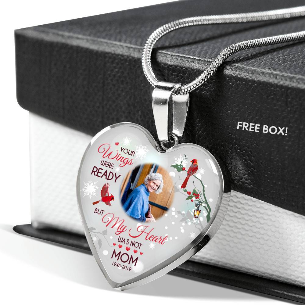 Personalized Photo Your Wings Were Ready But My Heart Was Not Cardinal Bird Heart Pendant Necklace – Bangle
