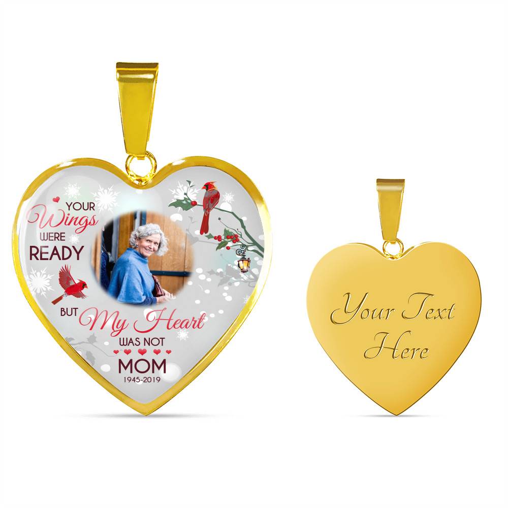 Personalized Photo Your Wings Were Ready But My Heart Was Not Cardinal Bird Heart Pendant Necklace – Bangle