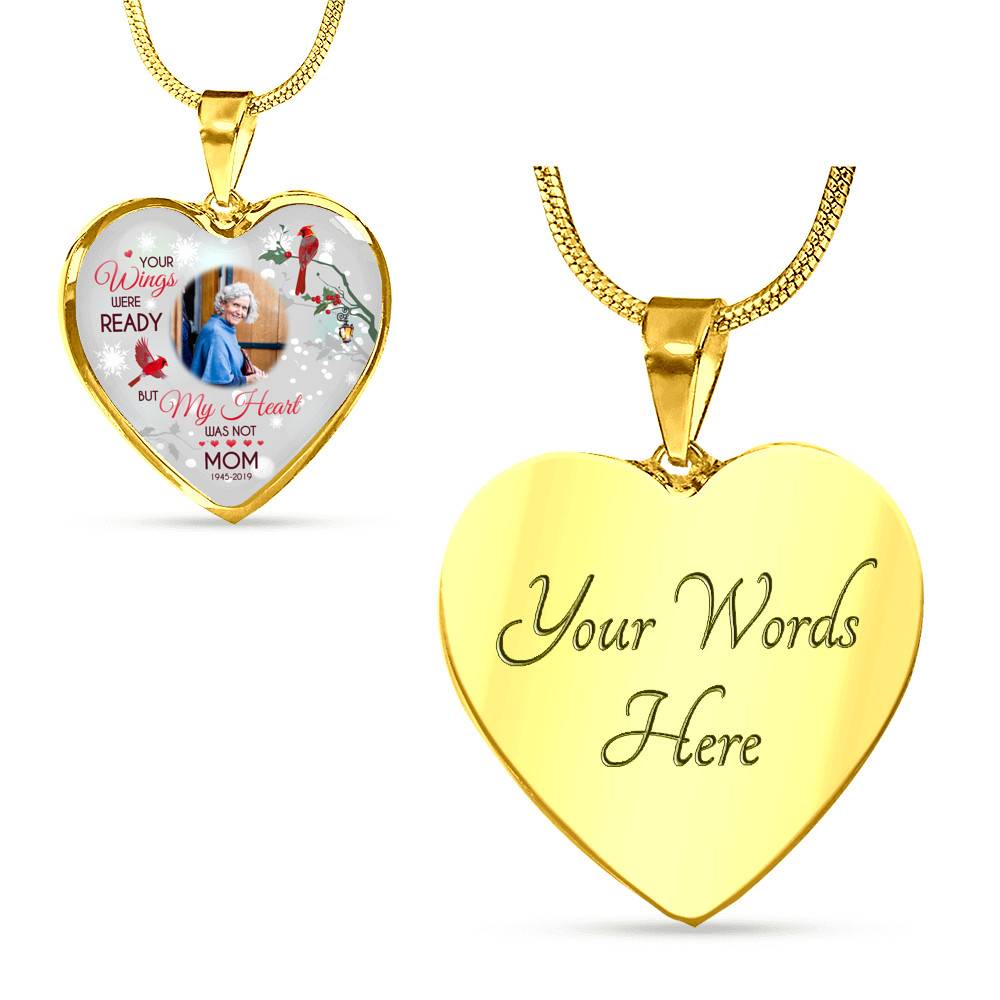 Personalized Photo Your Wings Were Ready But My Heart Was Not Cardinal Bird Heart Pendant Necklace – Bangle