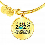 Class of 2021 the One with The Pandemic Friend Circle Pendant Necklace Graduation Gifts - Bangle - Circle Luxury Bangle (Gold Plated)