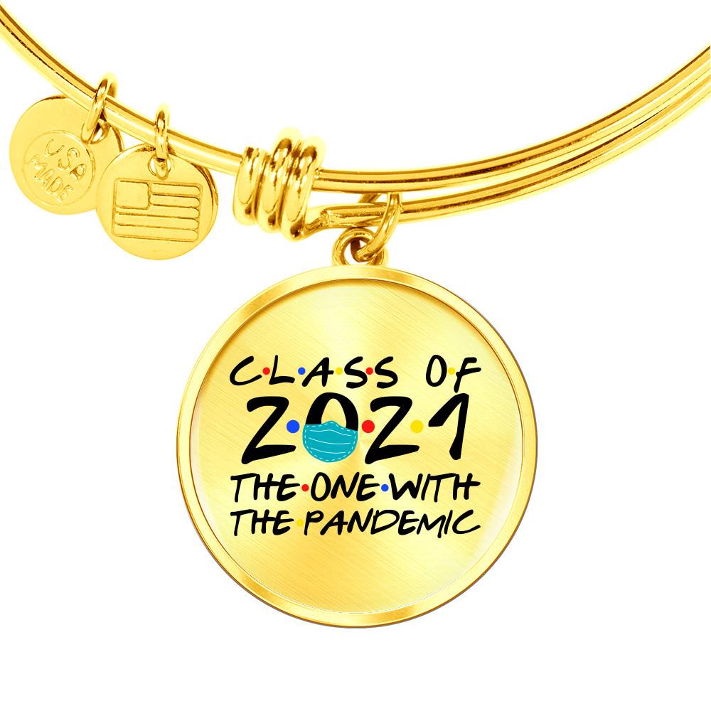 Class of 2021 the One with The Pandemic Friend Circle Pendant Necklace Graduation Gifts - Bangle - Circle Luxury Bangle (Gold Plated)