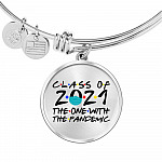 Class of 2021 the One with The Pandemic Friend Circle Pendant Necklace Graduation Gifts - Bangle - Circle Luxury Bangle (Silver)