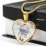 Personalized Photo Baby Feet Heart Pendant Necklace - Heart Luxury Necklace (Gold Plated)