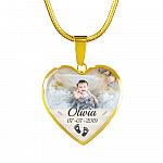 Personalized Photo Baby Feet Heart Pendant Necklace - Heart Luxury Necklace (Gold Plated)