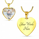 Personalized Photo Baby Feet Heart Pendant Necklace - Heart Luxury Necklace (Gold Plated)