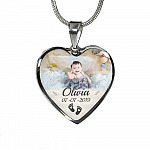 Personalized Photo Baby Feet Heart Pendant Necklace - Heart Luxury Necklace (Silver)