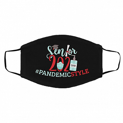 Senior 2021 Pandemic Style, Black, Cloth Face Cover – Medium/Large