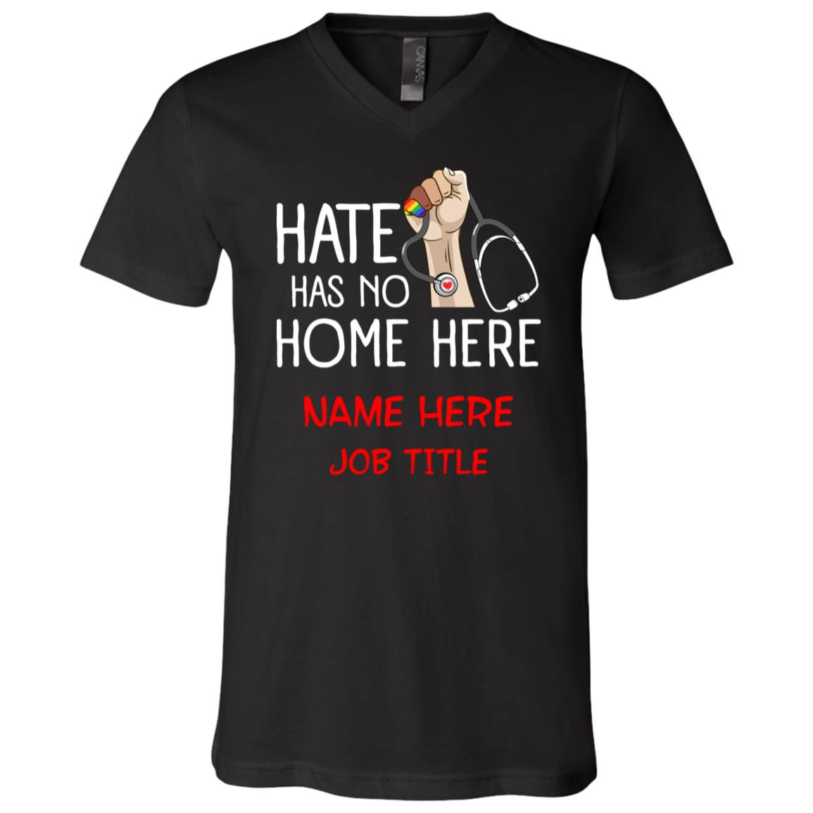 Personalized Nurse Gift T, Black, V-Neck T-Shirt