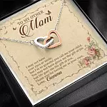 Personalized To My Other Mom I May Not Have Your Eyes Or Smile Interlocking Hearts Pendant Necklace