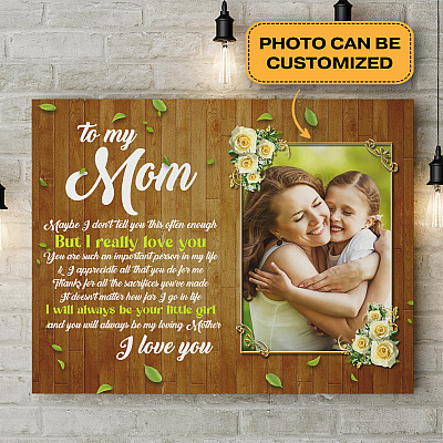 Alternative view of Custom Photo I Will Always Be Your Little Girl Framed Canvas - Unframed Poster - Daughter Mom Wall Art