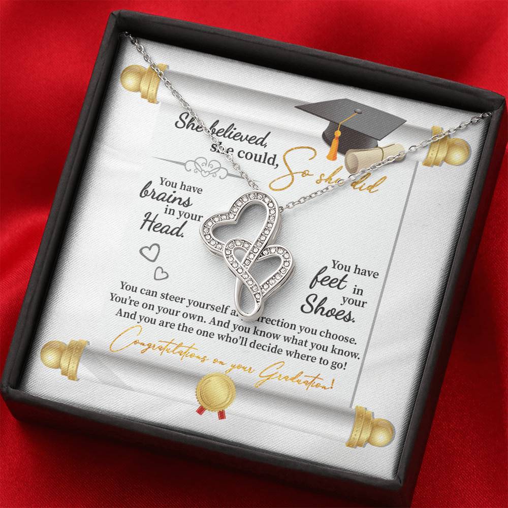 She Believed She Could So She Did Congratulations On Your Graduation Double Hearts Necklace