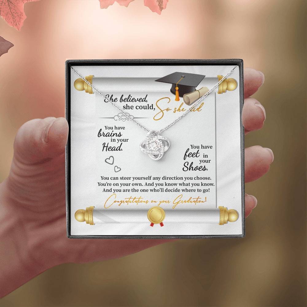She Believed She Could So She Did Congratulations On Your Graduation Love Knot Necklace