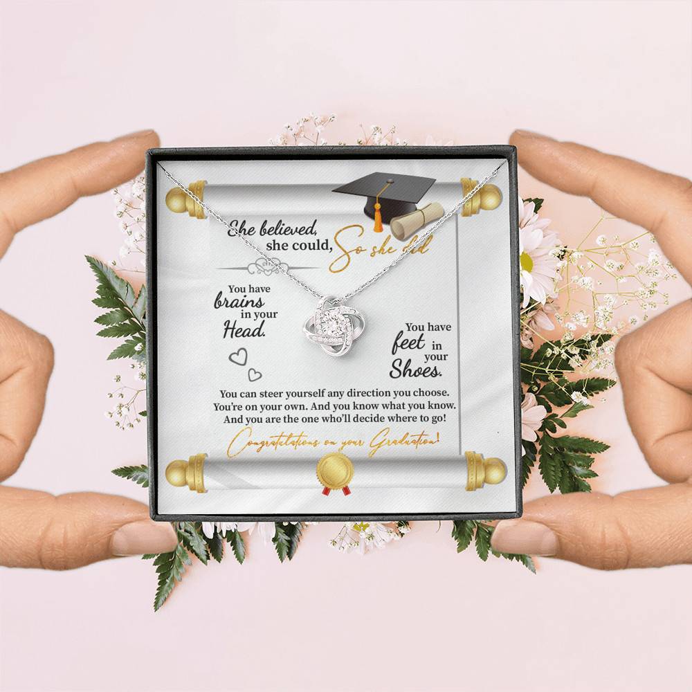 She Believed She Could So She Did Congratulations On Your Graduation Love Knot Necklace