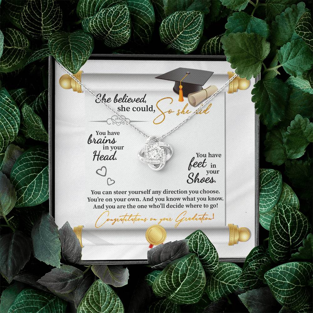She Believed She Could So She Did Congratulations On Your Graduation Love Knot Necklace