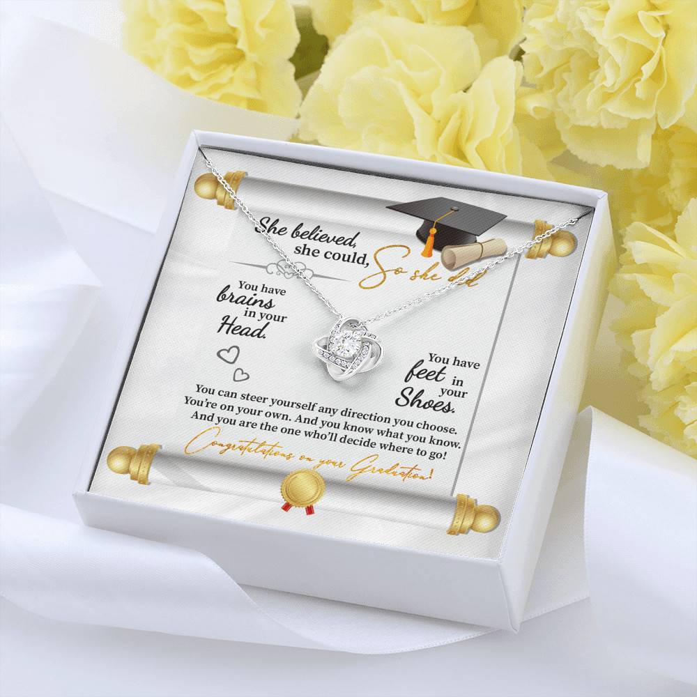 She Believed She Could So She Did Congratulations On Your Graduation Love Knot Necklace