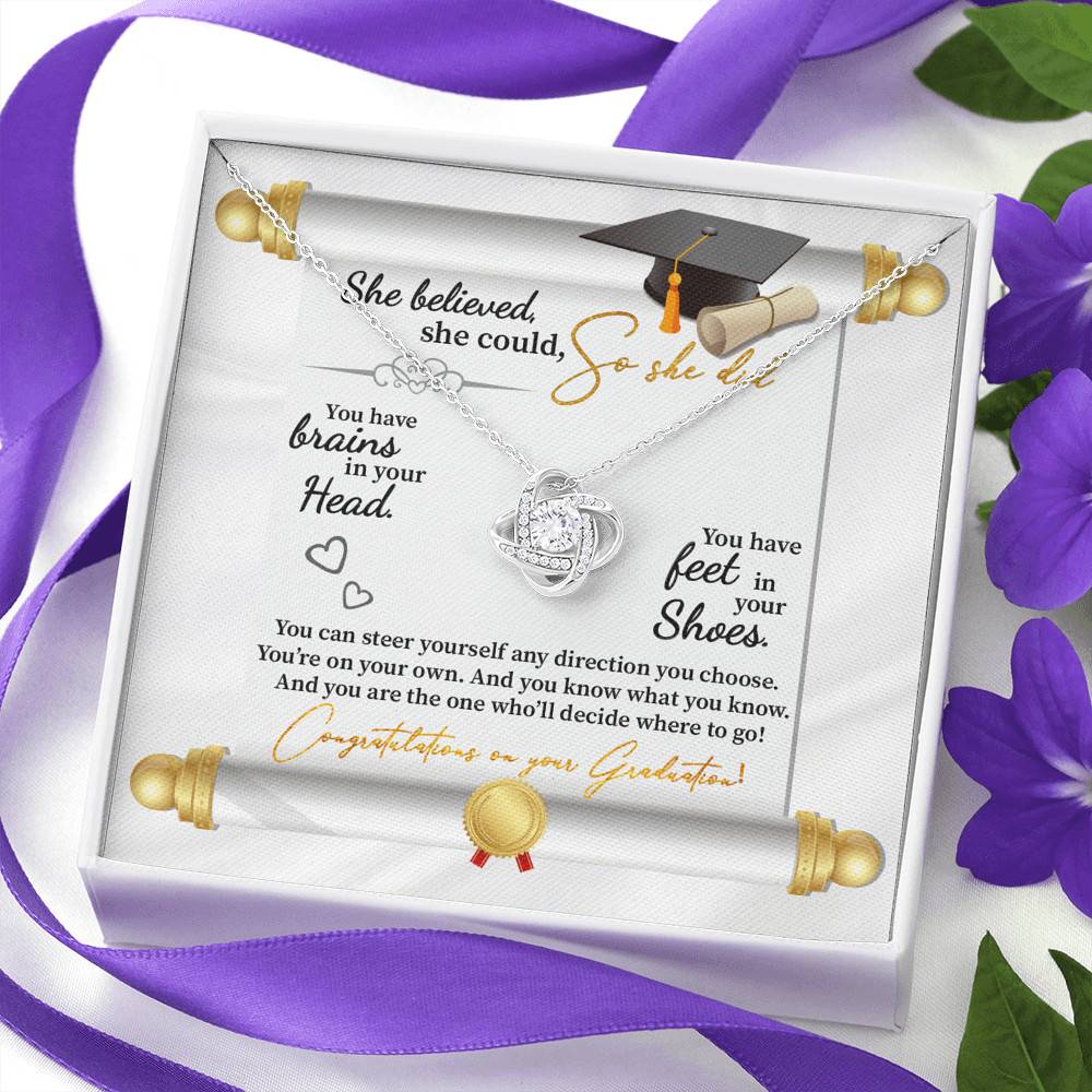 She Believed She Could So She Did Congratulations On Your Graduation Love Knot Necklace